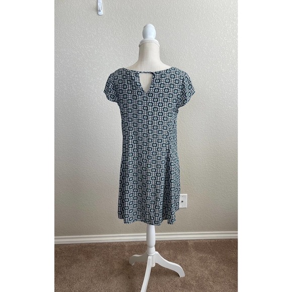 Hem & Thread 100% Rayon Dress Blue/Teal/White Size Large - Picture 3 of 6